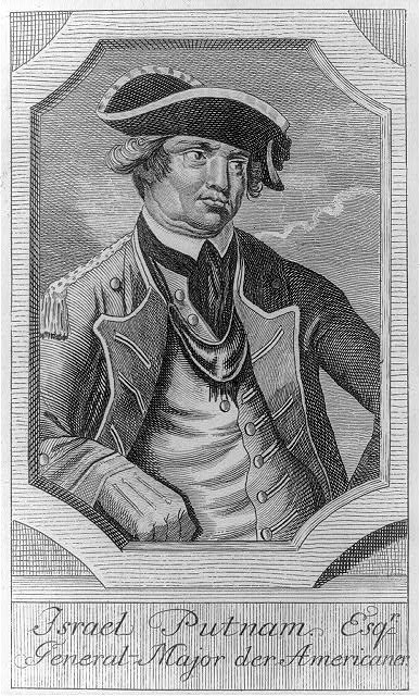Israel Putnam, Esq'r, General-Major der Americaner. German etching from 1778, made during the Revolutionary War.